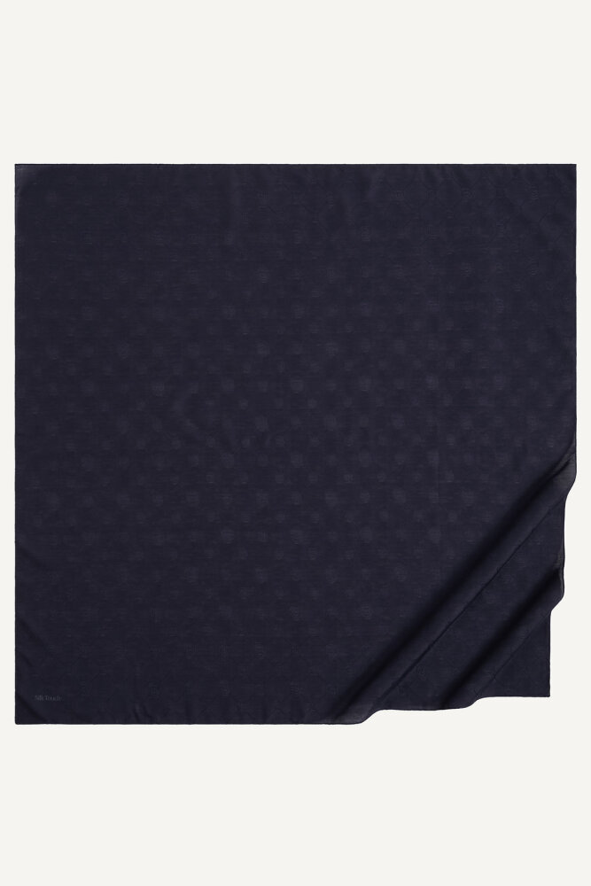 Lacivert Monogram Desen Mercan Eşarp - 2
