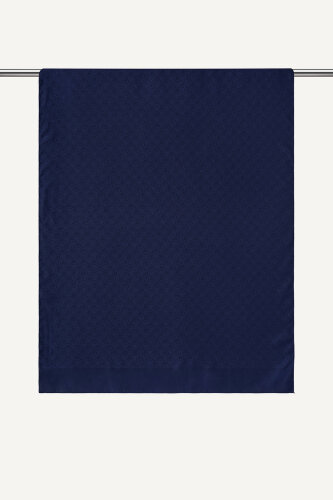 Lacivert Piramit Monogram Desen Mercan Şal