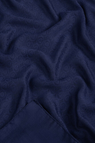 Lacivert Piramit Monogram Desen Mercan Şal (1)