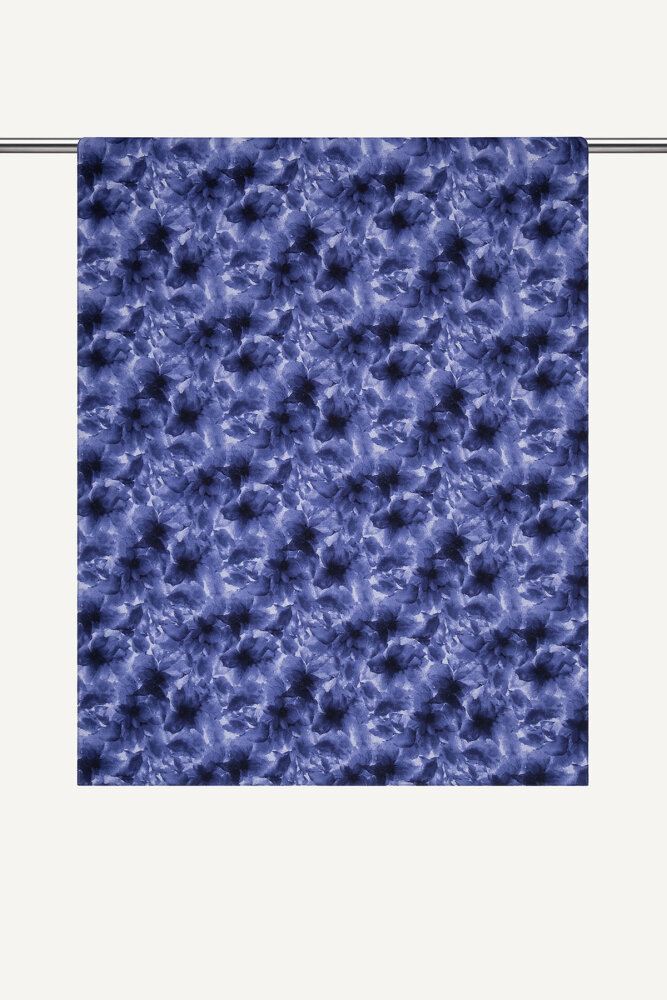 Lacivert Sisli Buket Desen Rami Şal - 1