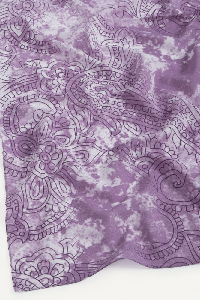 Leylak Etnik Dantel Desen Rami Şal - 2