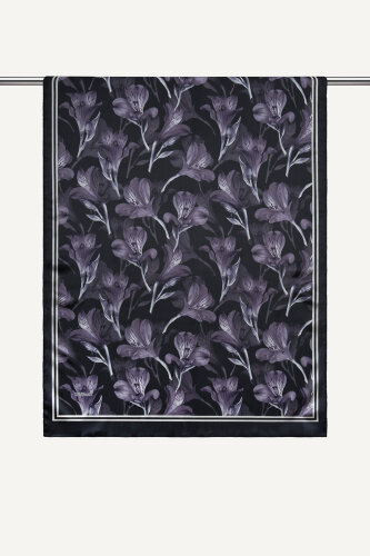 Lila Lale Desenli İdol Vual Şal