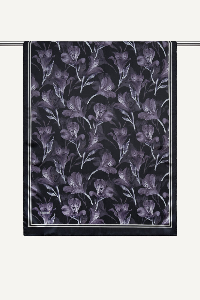 Lila Lale Desenli İdol Vual Şal - 1