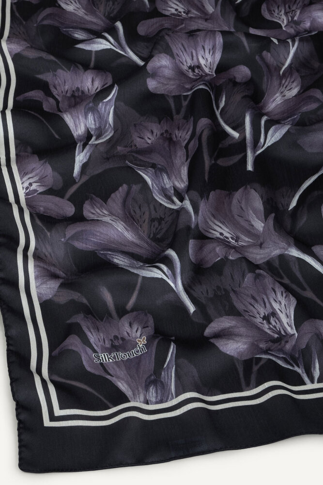 Lila Lale Desenli İdol Vual Şal - 2