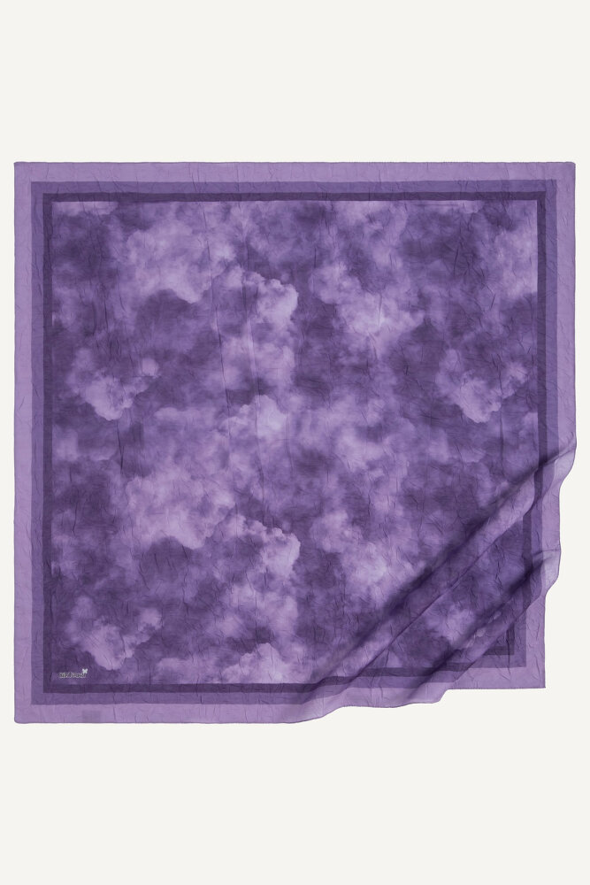 Mor Bulut Desen Kraş Eşarp - 2
