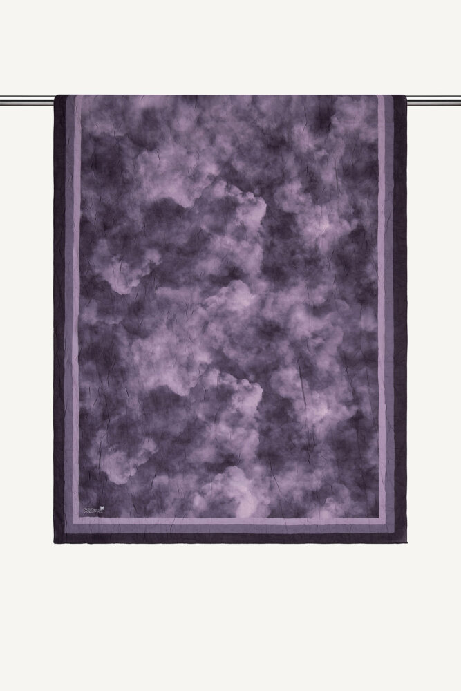 Mor Bulut Desenli Kraş Şal - 1