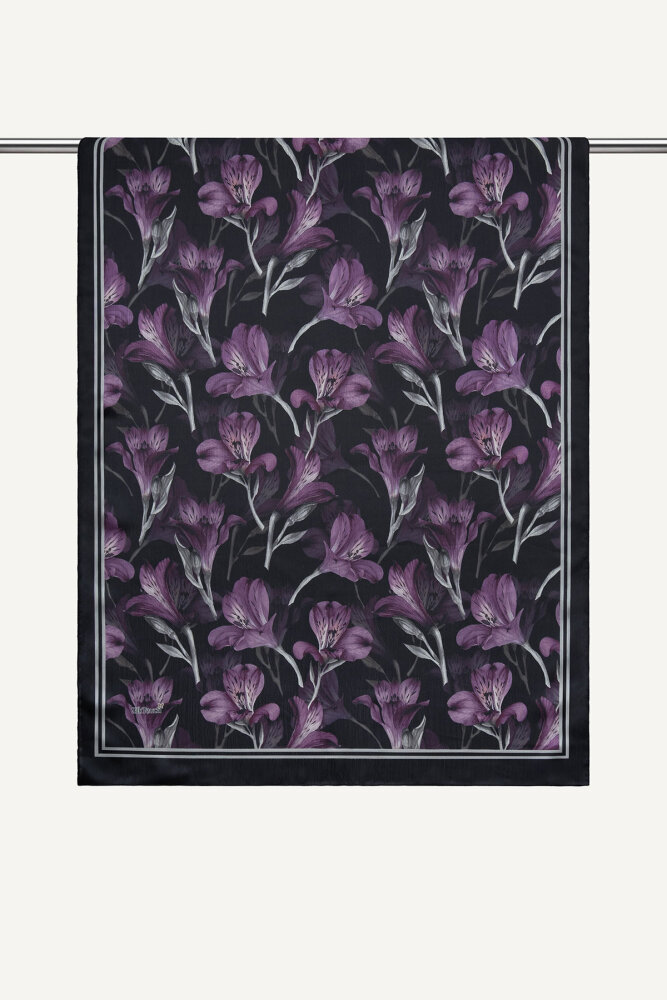 Mor Lale Desenli İdol Vual Şal - 1