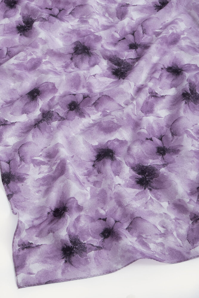 Mor Sisli Buket Desen Rami Şal - 2