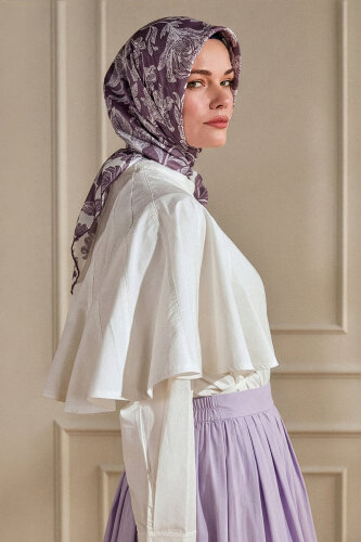 Mor Zambak Desen Natural Eşarp