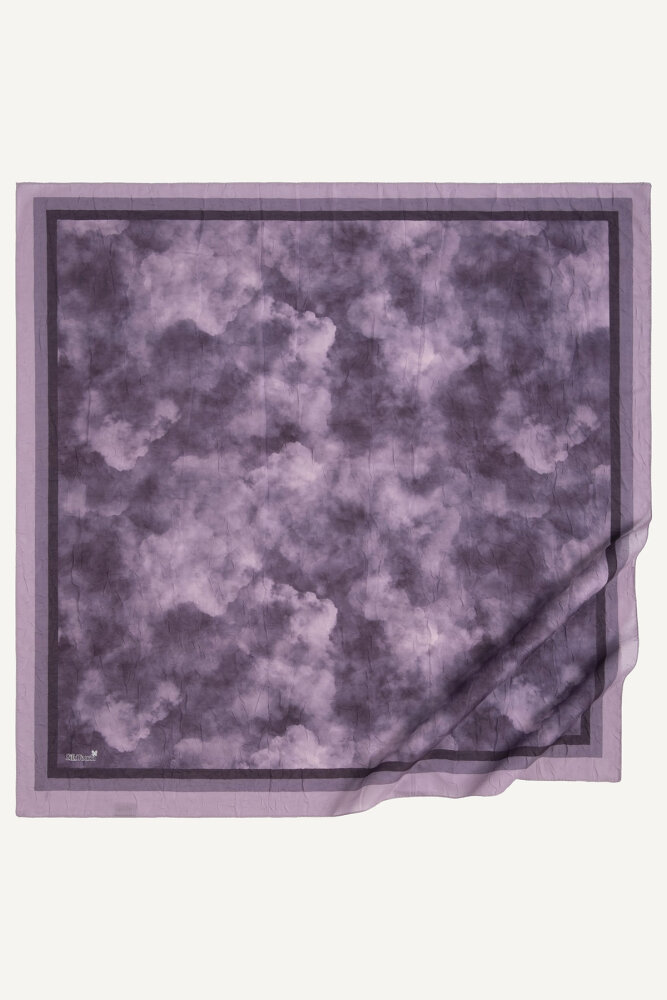 Mürdüm Bulut Desen Kraş Eşarp - 2