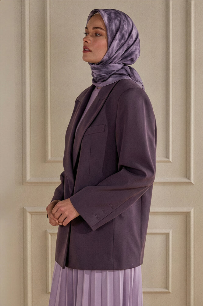 Mürdüm Bulut Desen Kraş Eşarp - 1