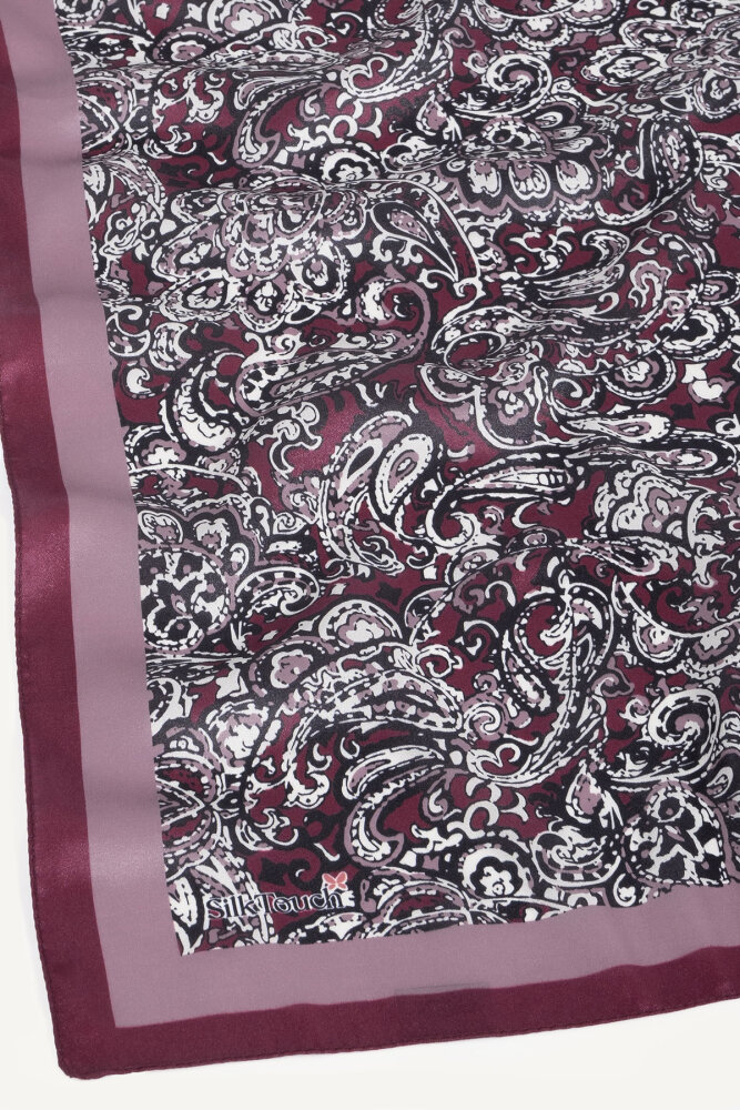 Mürdüm Etnik Desen Kristal Eşarp - 3