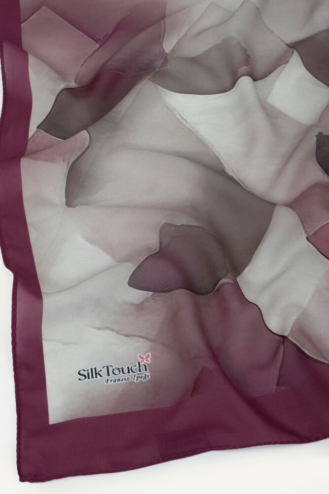 Mürdüm Kristal Işıltı Desenli Fransız İpeği Şal - 3