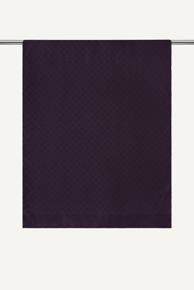 Mürdüm Piramit Monogram Desen Mercan Şal - 1