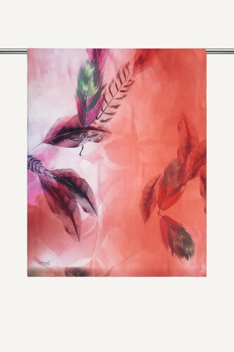 Nar Çiçeği Kehribar Tüyü Desenli Fransız İpeği Şal (1)