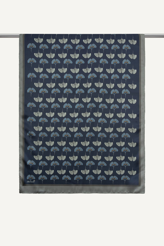 Parlement Mavi Yonca Desenli İdol Vual Şal - 1