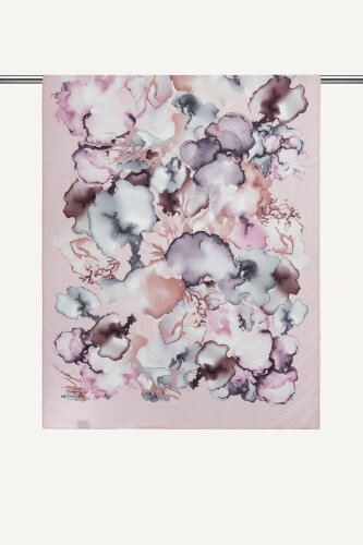 Pembe Mermer Bulutu Desenli Fransız İpeği Şal (1)