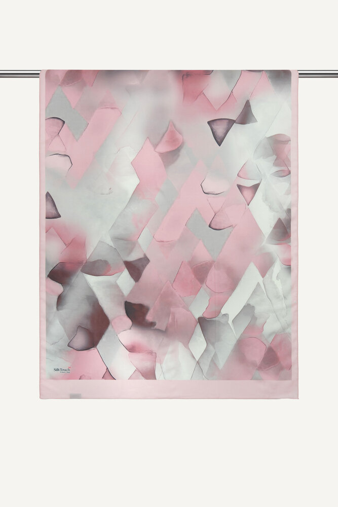 Pudra Kristal Işıltı Desenli Fransız İpeği Şal - 2