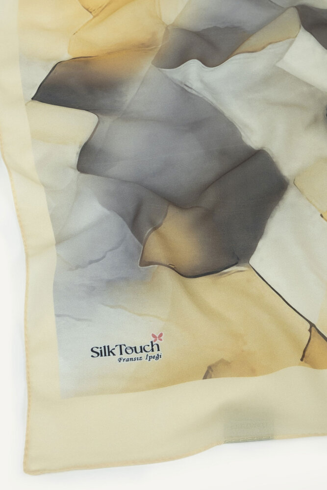 Sarı Kristal Işıltı Desenli Fransız İpeği Şal - 3