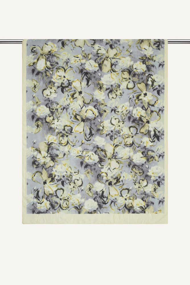 Sarı Pamuk Esintisi Desen Kraş Şal - 1