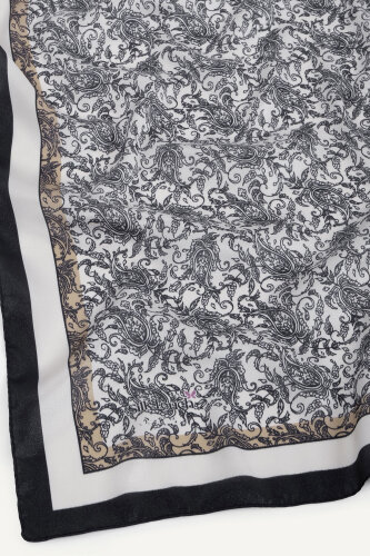 Siyah Asalet Motifi Desen Kristal Eşarp - 3