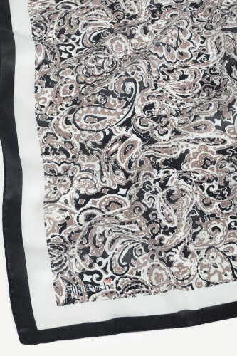 Siyah-Beyaz Etnik Desen Kristal Eşarp - 3