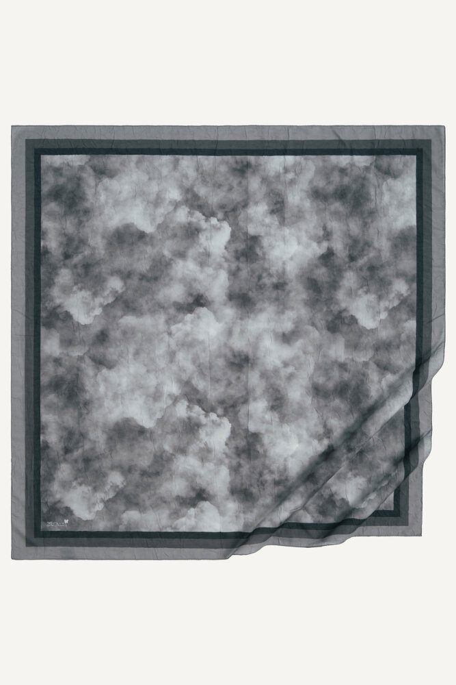 Siyah Bulut Desen Kraş Eşarp - 2