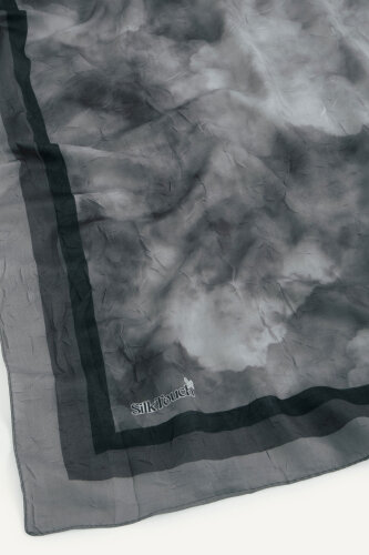 Siyah Bulut Desen Kraş Eşarp - 3