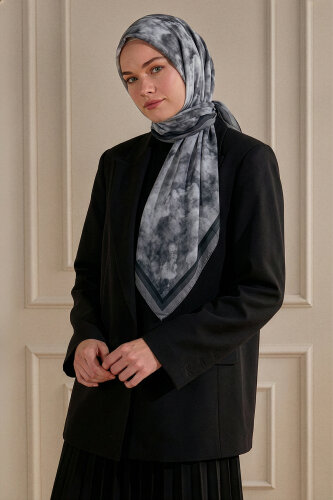 Siyah Bulut Desen Kraş Eşarp