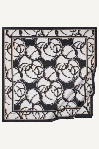 Siyah Çember Dansı Desen Kristal Eşarp (1)