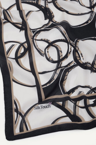 Siyah Çember Dansı Desen Kristal Eşarp - 3