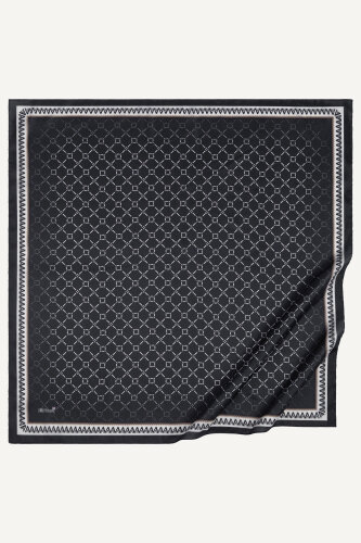 Siyah Elmas Bağ Desen Kristal Eşarp (1)