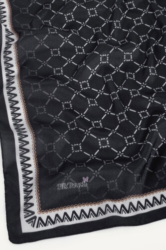 Siyah Elmas Bağ Desen Kristal Eşarp - 3