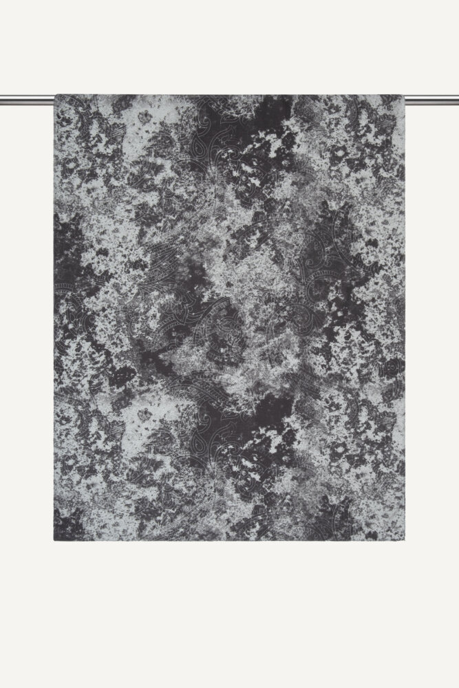 Siyah Etnik Dantel Desen Rami Şal - 1