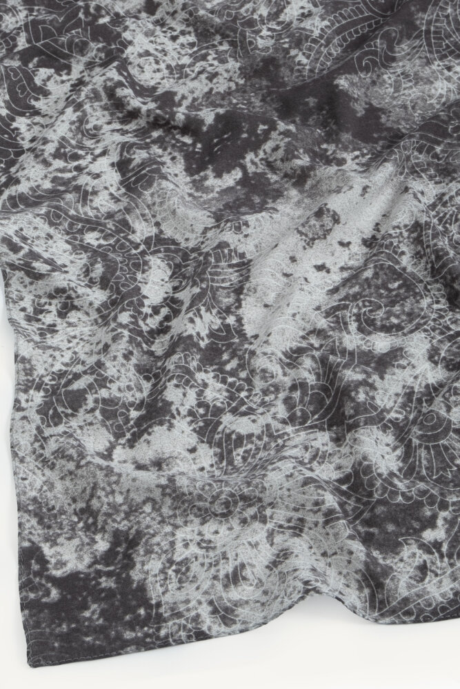 Siyah Etnik Dantel Desen Rami Şal - 2