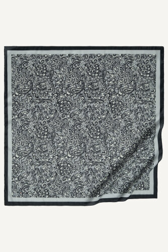 Siyah-Gri Etnik Desen Kristal Eşarp (1)