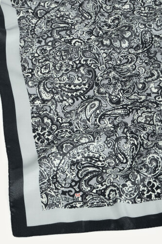 Siyah-Gri Etnik Desen Kristal Eşarp - 3