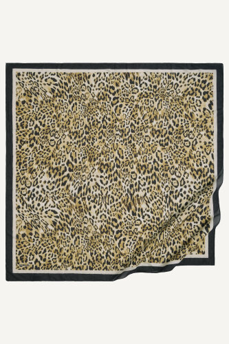 Siyah Leopar Desenli Kraş Eşarp (1)