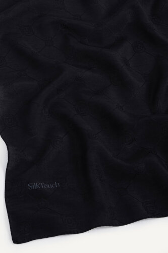 Siyah Monogram Desen Mercan Eşarp - 3