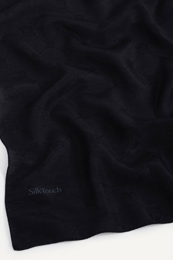 Siyah Monogram Desen Mercan Eşarp - 3