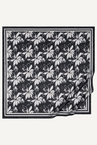 Siyah Şakayık Desen Kristal Eşarp (1)