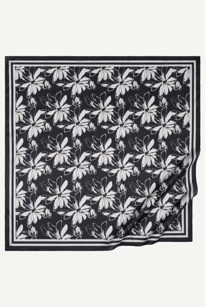 Siyah Şakayık Desen Kristal Eşarp - 2