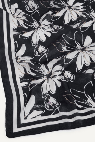 Siyah Şakayık Desen Kristal Eşarp - 3