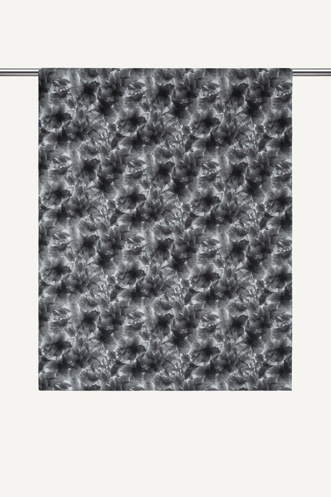 Siyah Sisli Buket Desen Rami Şal - 1