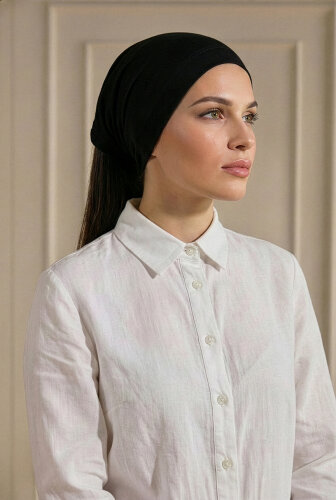 Siyah Türban Tesettür Boru Bone