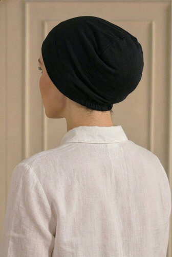 Siyah Türban Tesettür Geçme Bone - 3