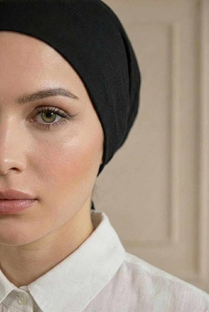 Siyah Türban Tesettür Topuz Bone - 2