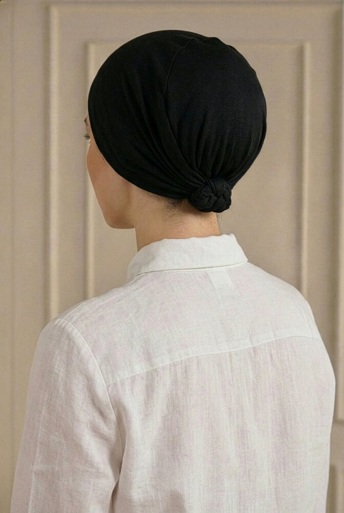 Siyah Türban Tesettür Topuz Bone - 3