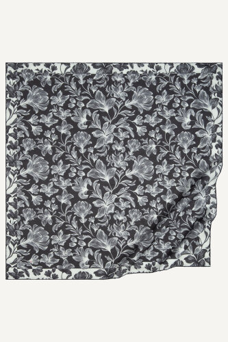 Siyah Zambak Desen Natural Eşarp (1)