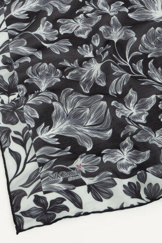 Siyah Zambak Desen Natural Eşarp - 3